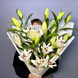 Букет из 5 белых лилий